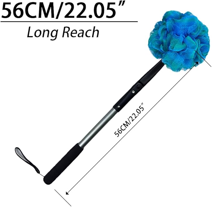 EASACE Long Handled Loofah with Sponges by Shower,Back Scrubber & Bath Sponges,Body Exfoliator Luffa on a Stick,for Elderly & Disabled, Soft Loofah for Bathing Men & Women