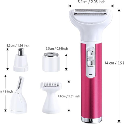 Electric Razor for Women Removal for Body Nose Hair Trimmer Face Shavers Eyebrow Legs Armpit Bikini Area Pubic Underarms Painless Rechargeable Portable 5 in 1 Womens Razors Set