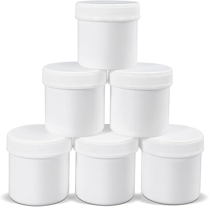 ASEVAT 6 Pack Airtight Plastic Jars, Leak-Proof Travel Size Jar | Refillable Cosmetic Containers for Creams, Lotions, TSA-Approved Clear Jars with Secure Lids (1 oz, white)