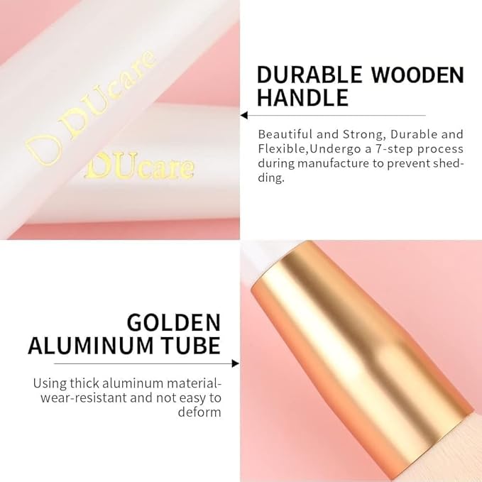 DUcare Flat Top Foundation Brush, Premium Contour Kabuki Brush, Professional Makeup Brush, Densely Packed Bristles, Multi-Purpose Face Buffing Blending Makeup Brushes for Liquid/Cream/Powder