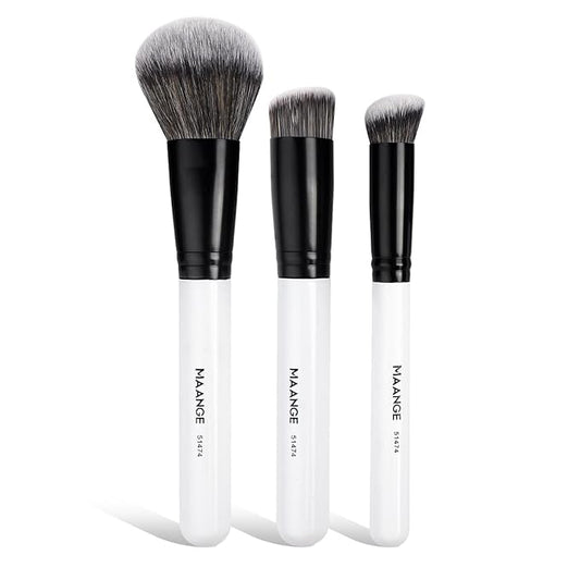 MAANGE 3 PCS Foundation Contour Conceal Brush Set, Makeup Brushes, Women‘s Blending Brushes, Professional Face Brush Set Tools, for Blending Setting Buffing with Liquid, Cream and Powder Cosmetic