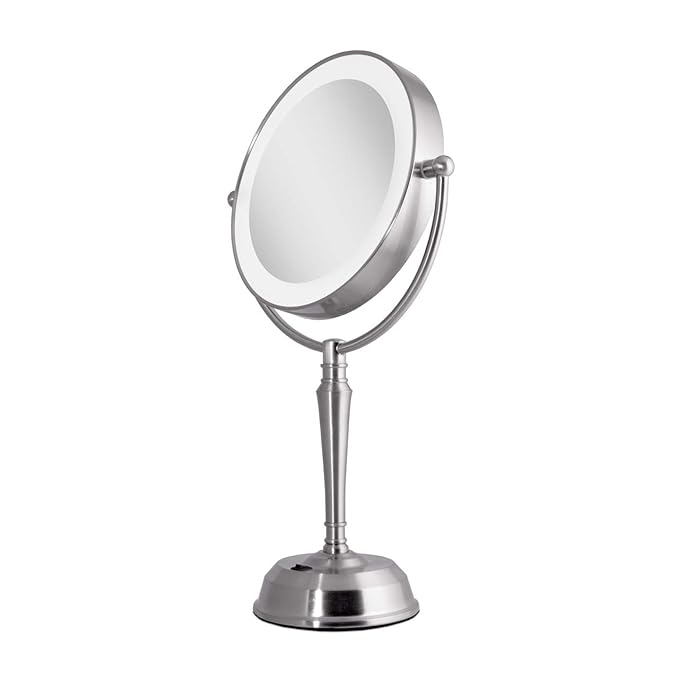 Zadro 11" Rechargeable LED Lighted Makeup Mirror with Magnification 10X/1X Tall 19" Desk Mirror with Lights USB Charging Port