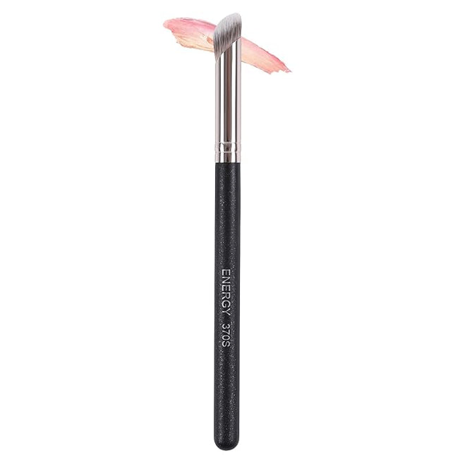 ENERGY Angled Concealer Brush Under Eye Dense Mini Eyeshadow Brush Vegan Synthetic Bristles for Liquid Cream Powder Cosmetics Blending Setting Concealing Medium Coverage