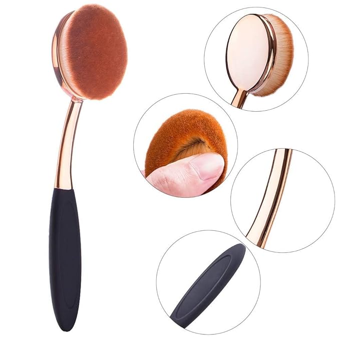 Yoseng Foundation Brush for Liquid Makeup - Rose Gold Oval Face Makeup Brush with Cover and Egg Cleaner| Soft Foundation Brushes for Cream & Liquid Foundation,Dust-Free Bristles Flawless Application
