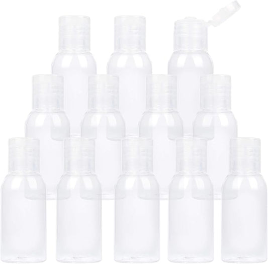 TrendBox 12 Pack Plastic Empty Bottles with Flip Cap for Shampoo, Lotions, Liquid Body Soap, Cream (1 oz / 30 ml)
