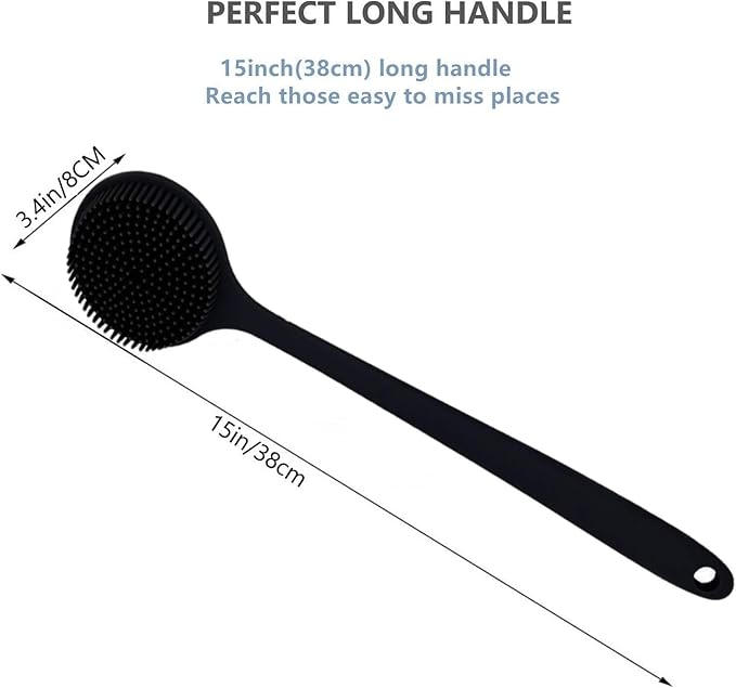 Silicone Body Scrubber, Long Handle Back Scrubber for Body, Shower Srush Back Brush Body Exfoliator