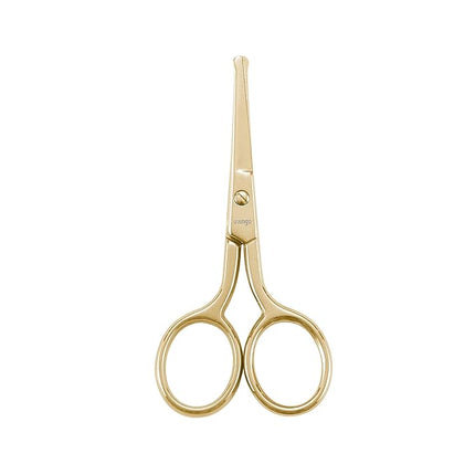 LIVINGO Professional Nose Hair Scissors, Multi-purpose Stainless Steel Rounded Tip Straight Blade, Facial Hair Beard Eyebrows Ear Trimming Beauty Grooming Tool for Men & Women, 3.5” Gold