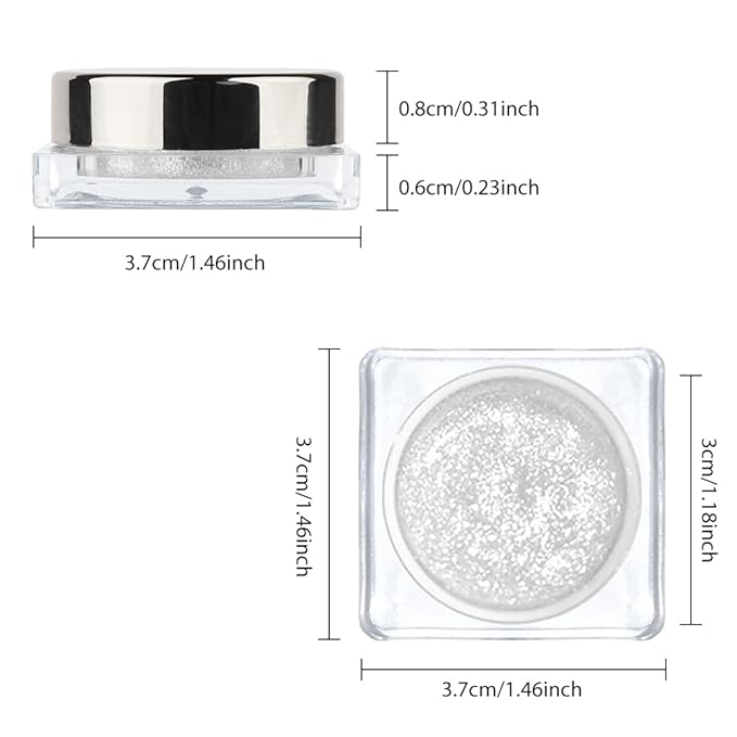 Single Cream Glitter Eyeshadow, Shimmer Eyeshadow Palette, Korean Eye Glitter Makeup, Ultra-Blendable, Sparkle Silver Eye Shadow, Single Shade Metallic Pigmented (Sparkle white)
