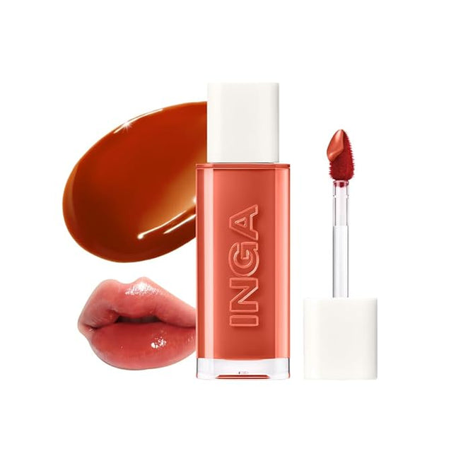 INGA Water Glow Lip Tint | Hydrating, Glossy Korean Lip Tint with Sheer Color & Glass-Like Shine | Long-Lasting, Non-Sticky Korean Lip Stain (BROOK)
