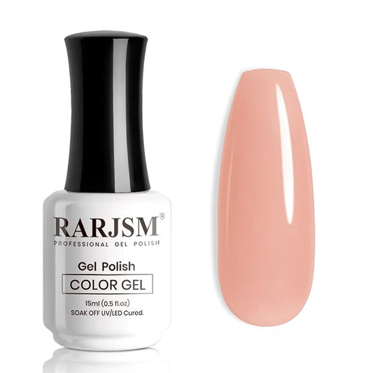 RARJSM Nude Gel Nail Polish Milky Tea Rose Neutral Nude Colors Skin Tone Gel Polish 15ml Single Bottle Sheer Jelly Transparent Polish Soak off UV LED Cured for Salon Home DIY French Manicure