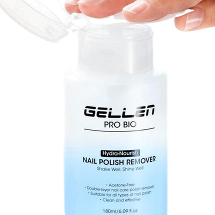 Gellen Non Acetone Nail Polish Remover, Non Toxic Fingernail Polish Remover for Quick Dry Nail Polish, Ocean Scent Dual-phase Nourishing Gentle Nail Polish Remover with Easy Push-down Pump, 6.09 Fl Oz