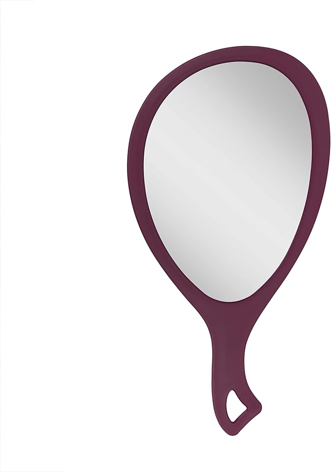 Zadro Large Hand Mirror with Handle Salon Mirrors for Hair Stylist, Big Handheld Mirror Makeup Mirror Wall Mounted Hang (1, Purple Garnet, Medium: 15" x 8")