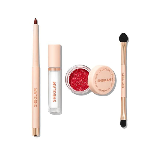 SHEGLAM Lip Dazzler Glitter Kit Long-Lasting Glitter Lip Gloss Sexy Super Stay Non-Sticky Shiny Liquid Kit Lipstick Y2K-Curtain Call