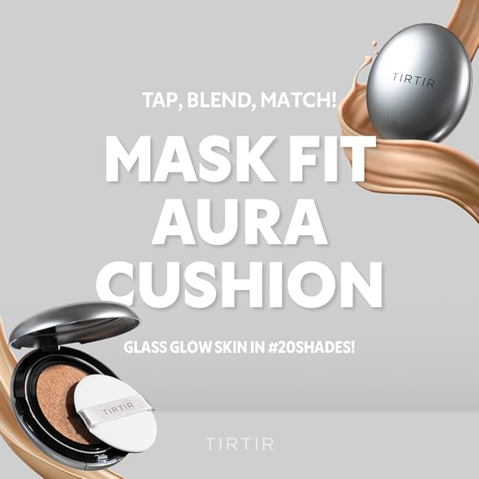 TIRTIR Mask Fit Aura Silver Cushion Foundation | Semi-glow Finish, Natural Coverage, Moisturizing, Lightweight, Korean cushion foundation (#25N Mocha, Full Size, 0.63 Fl Oz)