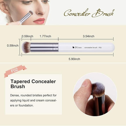 DUcare Makeup Brushes 3Pcs Foundation Contour Bronzer Brush,Concealer Brush,Blusher Powder Brush, Face Kabuki Travel Buffing Stippling Liquid Blending Makeup brush set White
