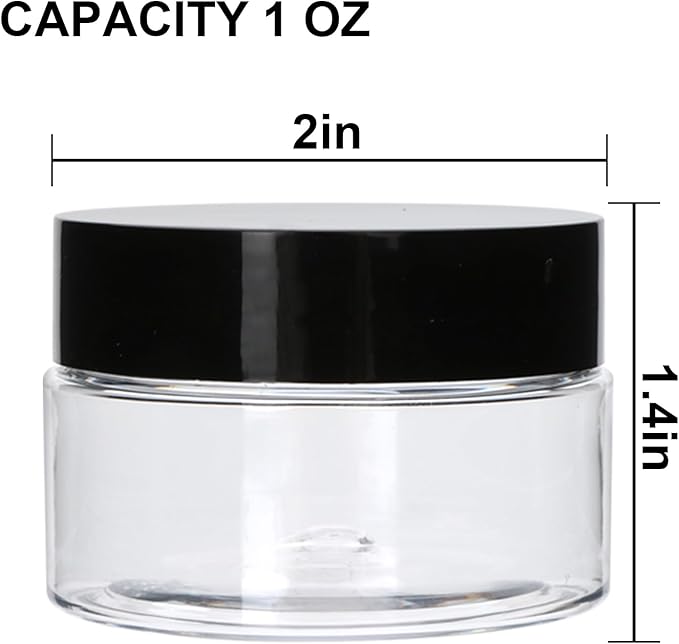 20 Pack 1oz Plastic Containers with Lids, Jars with Lids, Great for storing,lip balms, creams, ointments, cosmetics, samples