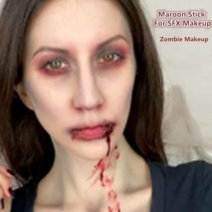 Go Ho Camo Face Paint Brown Stick - Maroon Eye Black Stick Hunting Face Body Paint Professional SFX Makeup,Safe Facepaint Nose&Lip Smacking for Halloween(Brown Color)