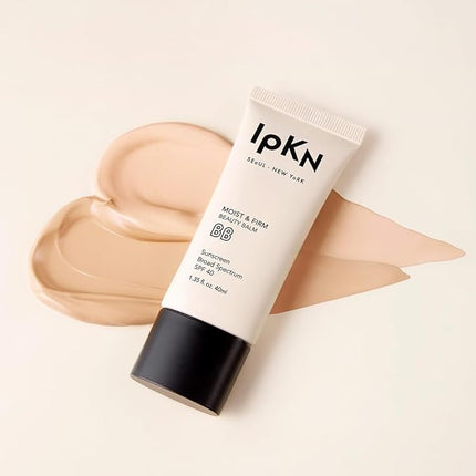 IPKN Moist & Firm BB Cream Light/Medium 40ml(1.35 fl.oz.) | Moisturizing, Buildable Coverage, Lightweight Foundation for All Skin Types, Flawless Natural Finish