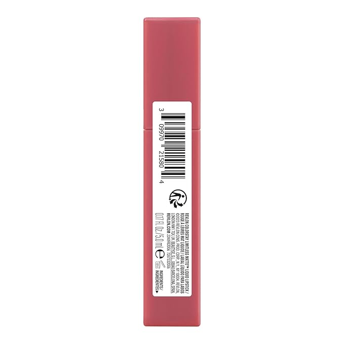 Revlon ColorStay Limitless Matte Liquid Lipstick, Vegan Formula, No-Budge, Longwear Lip Color, Long Lasting, Lightweight/Comfortable, Waterproof, 006 Manifest, 0.17 fl oz