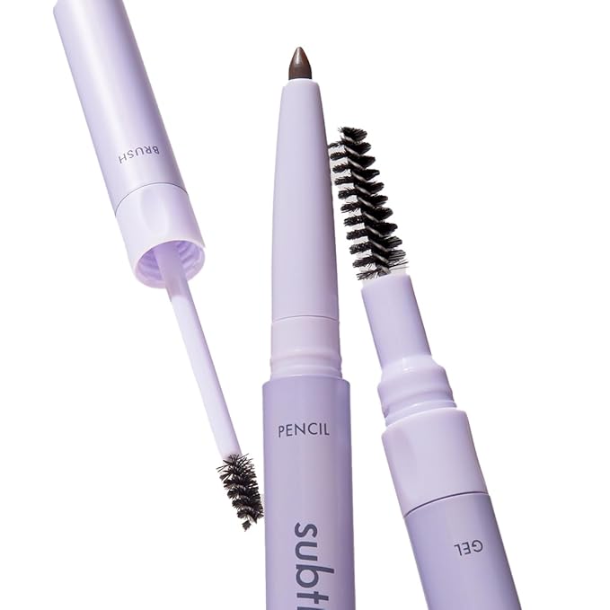 3-in-1 Brow Pencil - Vegan, Smudge-Proof, with Spoolie Brush and Clear Gel - Best Eyebrow Pencil for Fluffing, Filling, and Setting Brows, Medium Brown