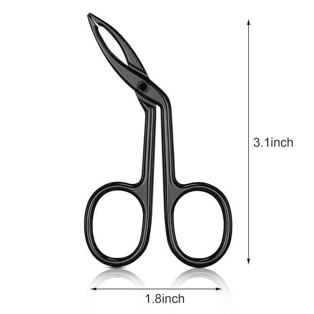 Hicarer 3 Pcs Eyebrow Tweezers Scissor for women facial hair Handle Straight Tip Scissor Shaped Eyebrows Tweezers for Hair Plucker Remover Eyebrows Care Wig Plucking for Women men (Black Plated)