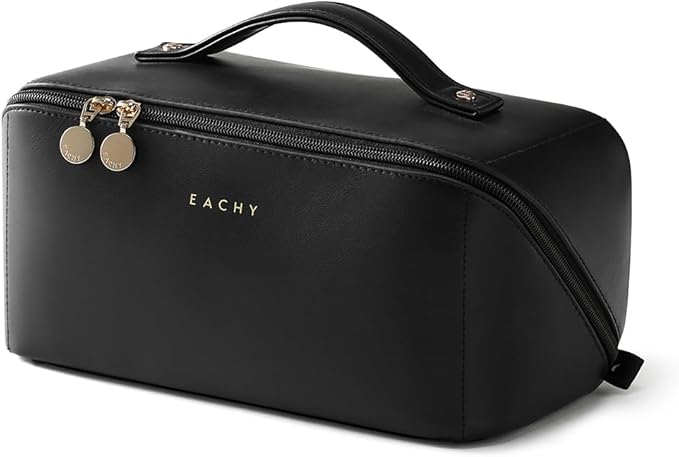 EACHY Travel Makeup Bag,Large Capacity Cosmetic Bags for Women,Waterproof Portable Pouch Open Flat Toiletry Bag Pattern Makeup Bag