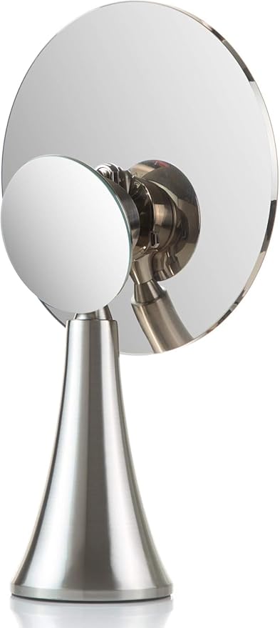 9inch Lighted Round Makeup Vanity Mirror, 5X/10X Dual Magnification with Ultra Bright LED Lights Beauty Mirror, Rechargeable, Cordless, Touch Control Adjustable Brightness, Brushed Stainless Steel