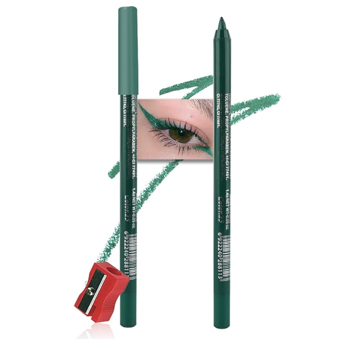 Kaely Gel Eyeliner Pencil for Women, Dark Pearl Green Eye Liner Waterproof Smudge Proof with Sharpener, Waterline Eye Makeup Liners, delineador de ojos contra el agua, Vegan & Cruelty-Free, 25