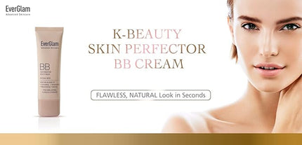 K-Beauty Skin Perfector Korean BB Cream, Light Medium - Flawless, Natural Glow in Seconds | Multi-Function Tinted Moisturizer: Stays On All Day, Dewy, Water-Resistant, Oil-Controlling
