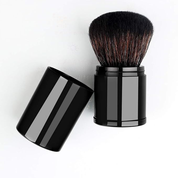 Retractable Powder Brushes Foundation Brush Blush Brush Bronzer Brush Face Blender Brush Professional Mineral Blending Buffing Kabuki Makeup Application Portable With Cover - Black