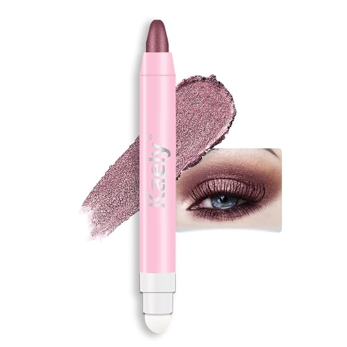 Kaely 2in1 Cream Eye Shadow Brightener Sticks for Eyes, Pencil Eyeshadow Applicator Stick Waterproof Pigmented, Eye Shadow Palette Highlighter Makeup, sombras para ojos, 26 Orchid Shimmer