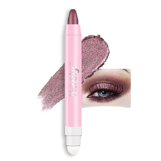 Kaely 2in1 Cream Eye Shadow Brightener Sticks for Eyes, Pencil Eyeshadow Applicator Stick Waterproof Pigmented, Eye Shadow Palette Highlighter Makeup, sombras para ojos, 26 Orchid Shimmer