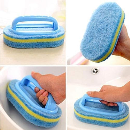 2-Piece Cleaning Brush for Bathroom Kitchen Bathtub Toilet Cleaner All Purpose Shower Sponge Scrubbing Brush with Ergonomic Handle