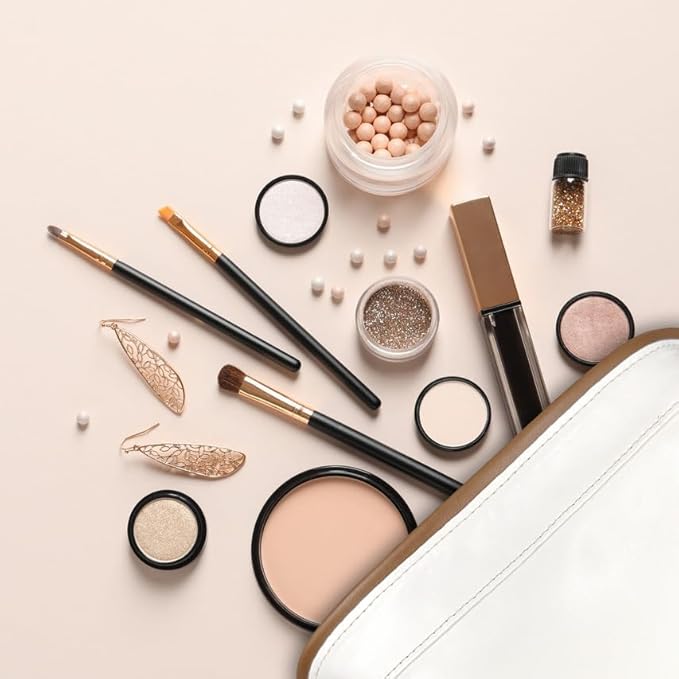 2-In-1 Jewelry Box and Makeup Bag with Mirror - Versatile Travel Jewelry Holder Organizer Cosmetic Bag, Portable Toiletry Bag with Integrated Jewelry Makeup Case for Women Men (White & Brown)