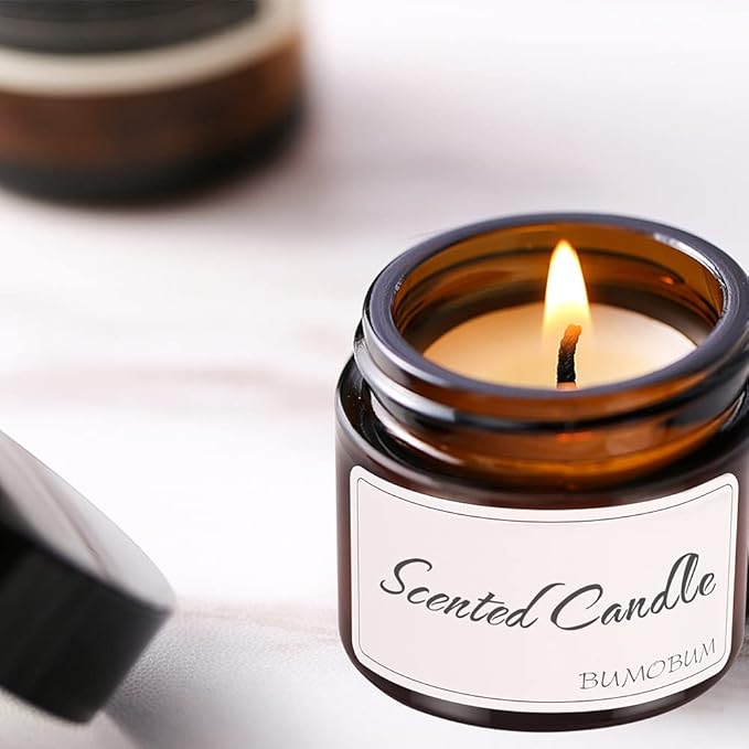 4 Pack 1oz Glass Jars with Lids, Tecohouse Amber Glass Jars with Lids & Stickers, Reusable Empty Round makeup container for Creams, Lotion, Cosmetic