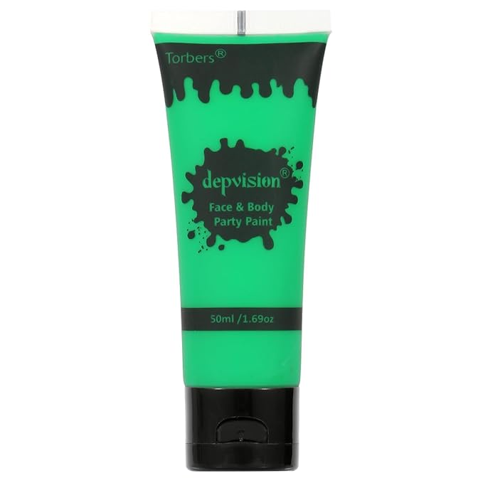Depvision Face and Body Paint 1.7oz Cream Makeup 50ml Water Based Face Painting Special Effects For Adults Children Kids Halloween Christmas Party Stage Cosplay (Green)