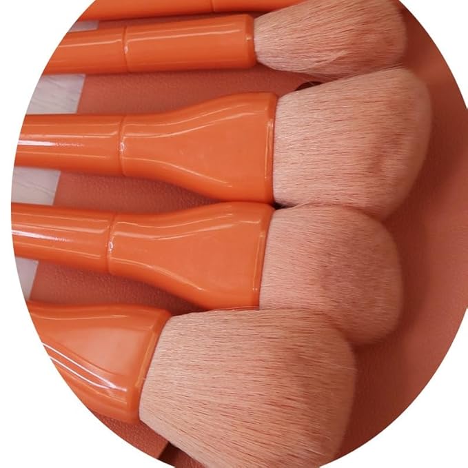 Makeup Brushes Shiny Green 10 Pcs, Powder Brush, Foundation Brush, Blush Brush, Highlighting Brush, Eyeshadow Brushes (Salmon Pink)