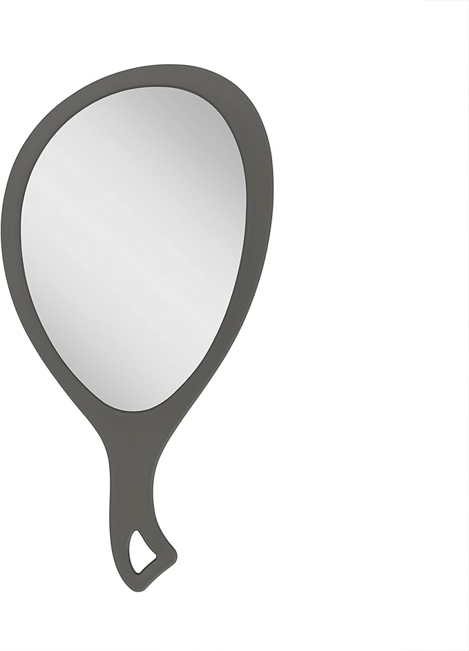 Zadro Large Hand Mirror with Handle Salon Mirrors for Hair Stylist, Big Handheld Mirror Makeup Mirror Wall Mounted Hang (1, Pebble Gray, Medium: 15" x 8")