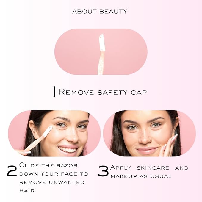 About Face Fuzz-Free Facial Razors - 3 Beauty Groomers for Hair Removal, Ideal for Shaving, Exfoliating, Dermaplaning and Brow Shaping, Japanese Steel Gently Removes Facial Hair