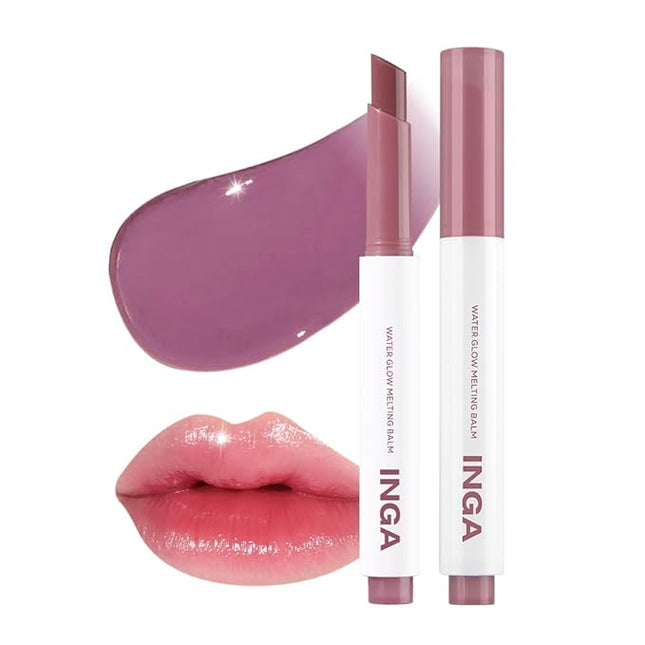 INGA Water Glow Melting Balm - Hydrating Tinted Lip Balm with Soft, Melt-On Texture, Natural Sheer, Glass-Like Finish with Non-Sticky, Lightweight Comfort (MULBERRY JUICE)