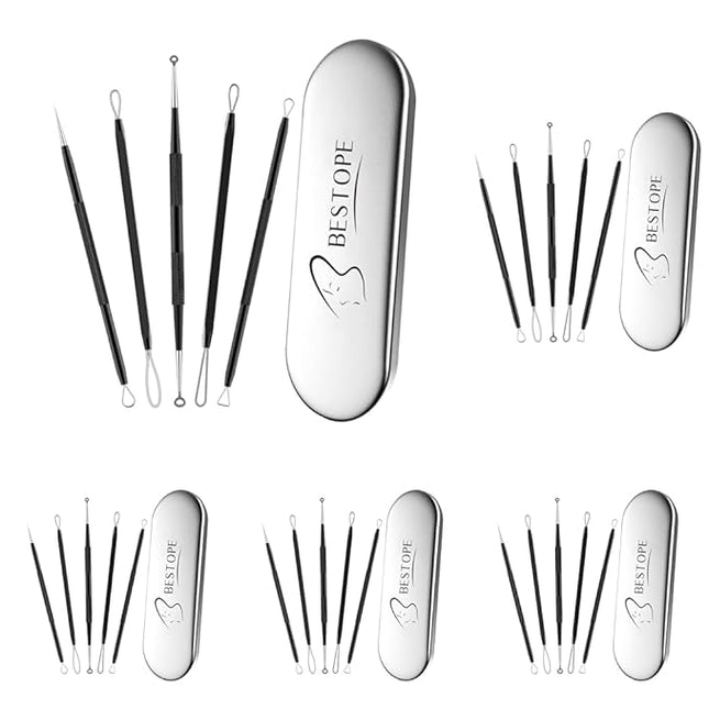 TAYTHI Blackhead Remover Tool, Pimple Popper Tool Kit, Blackhead Extractor Tool for Face, Extractor Tool for Comedone Zit Acne Whitehead Blemish, Stainless Steel Extraction Tools (Pack of 5)