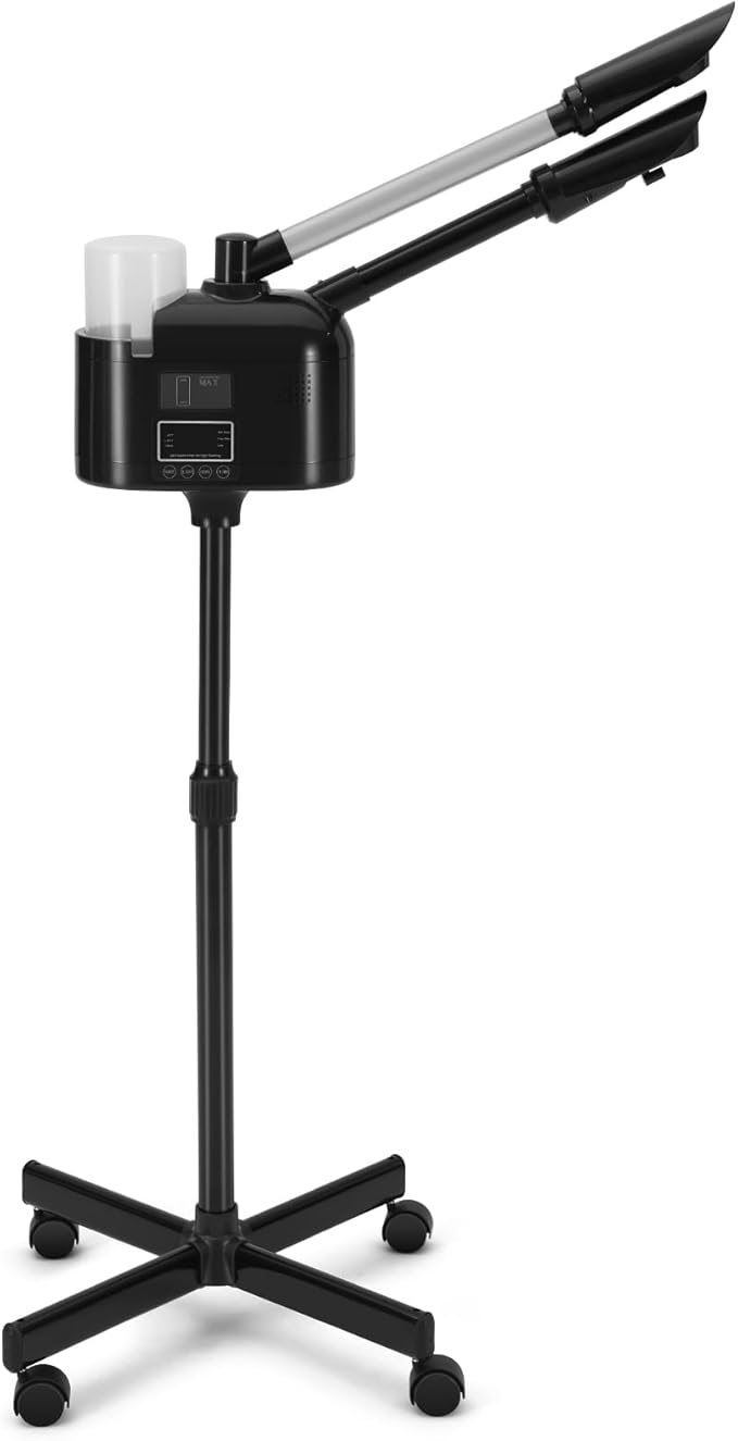 Artist hand Professional 3 in 1 Facial Steamer Upgrade Esthetician Steamer with hot & Cold Nozzle 5X LED Magnifying Lamp Beauty Salon Spa Black