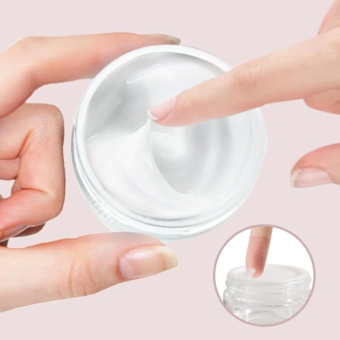 3 pack 2oz Glass Jars Round Empty Cosmetic Containers, Refillable Glass Jars with Lids for Face Creams, Lotions, Powders,Salves Ointments,Potravel Storage