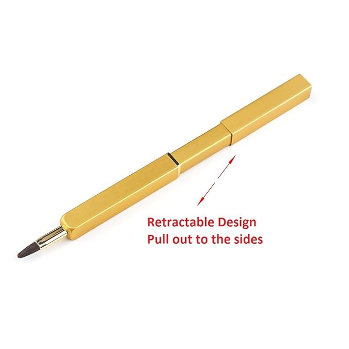 Exquisite Professional Lip Brush Applicators-Retractable Lipstick Brushes- Lipstick Gloss Makeup Brush Tool For Women and Girls (Gold)