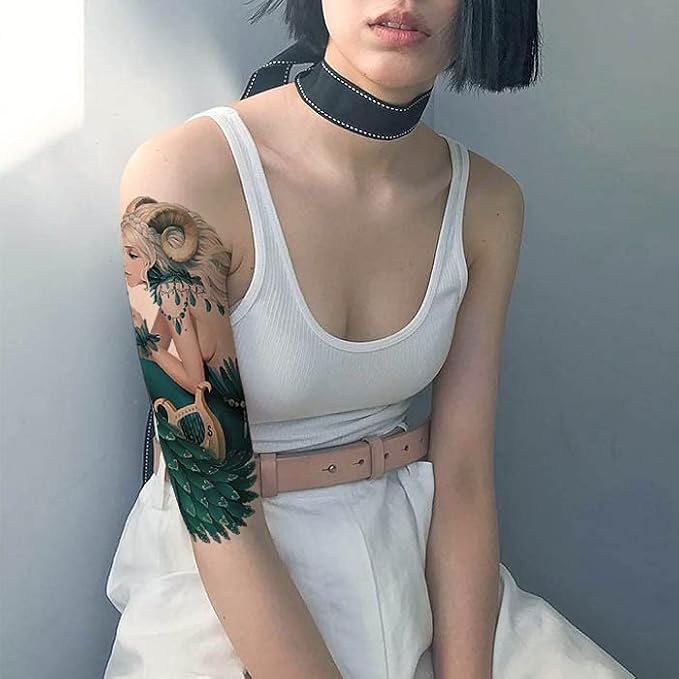 Large Temporary Tattoos Women Temporary Neck Tattoos Temporary Realistic Flower Chest Tattoo for Adults (Temporary Tattoos Sticker 6)