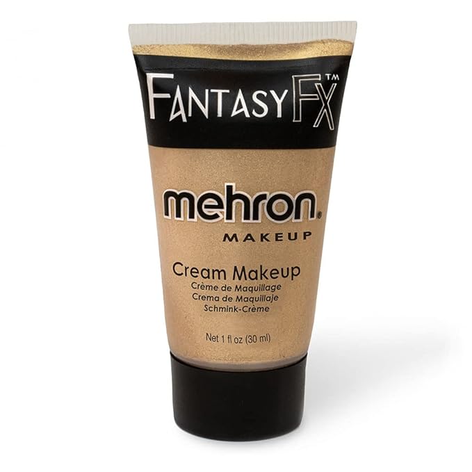 Mehron Makeup Fantasy FX Cream Makeup | Water Based | Halloween | Gold Face & Body Paint For Adults 1 fl oz (30ml) (Gold)