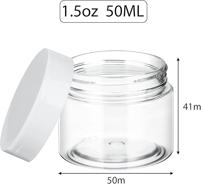 SATINIOR 36 Pieces 1.5 oz Plastic Jars with Lids Wide Mouth Airtight Reusable Container Acrylic Cosmetic Small Jars for Lotions Ointments Travel Toiletries Creams Make up Storage(White)