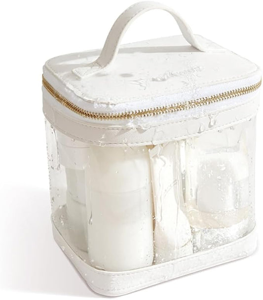 ROWNYEON Clear Makeup Case Toiletry Bag Multipurpose Travel Makeup Train Case Portable Cosmetic Organizer Transparent Storage Bag