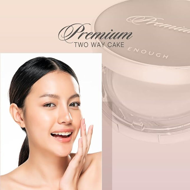 Enough Rich Gold Two Way Cake SPF50, Korean Makeup Setting Powder Foundation, Tattoo Cover Up, Sunscreen for Face, Loose Powder Makeup - Refill Including (#13 Light beige, 0.39 oz)