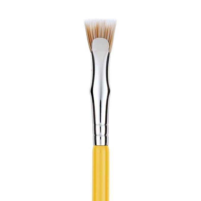 Bdellium Tools Professional Makeup Brush - Studio Series 728 Double-ended Bent Lash Fan/Spoolie - With All-Vegan Synthetic Fibers, For Achieving Clean, Clump-free Mascara Application (Yellow, 1pc)